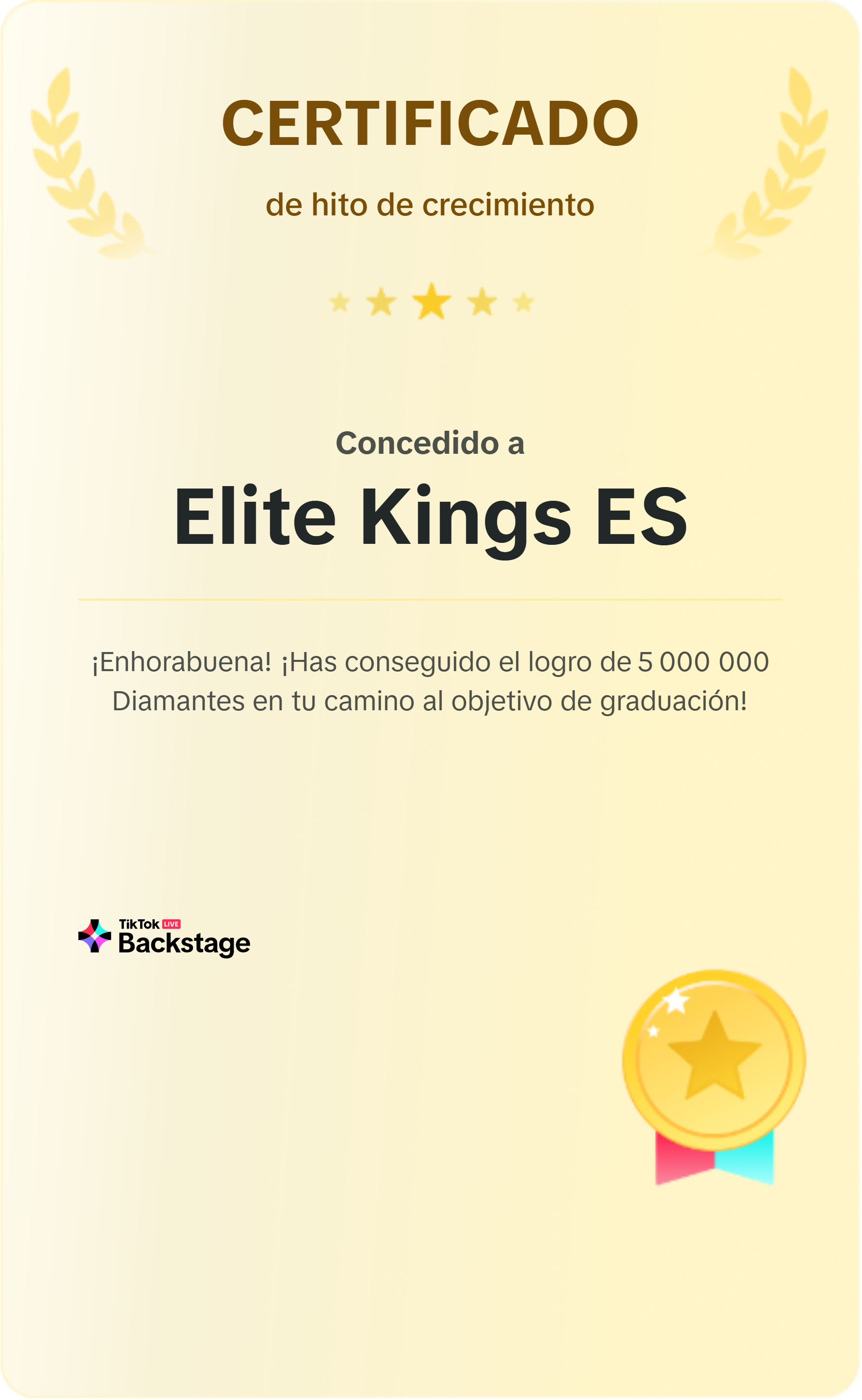 Certificado oficial TikTok 5 milhões
